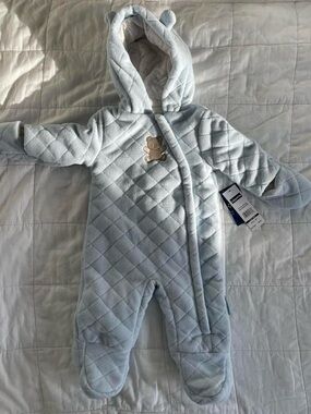 NWT Wippette Quilted Bear Blue Onesie - 3/6 M